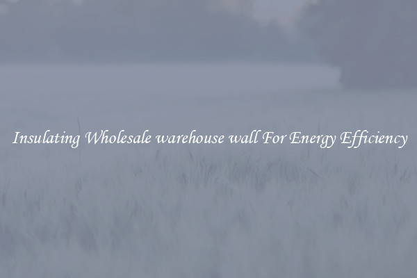 Insulating Wholesale warehouse wall For Energy Efficiency